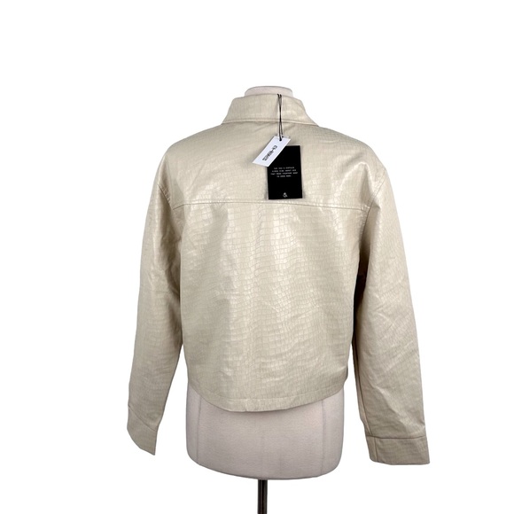4th & Reckless NWT Ivory Crocodile Textured Bomber Jacket Sz 12-14 US - Picture 3 of 7